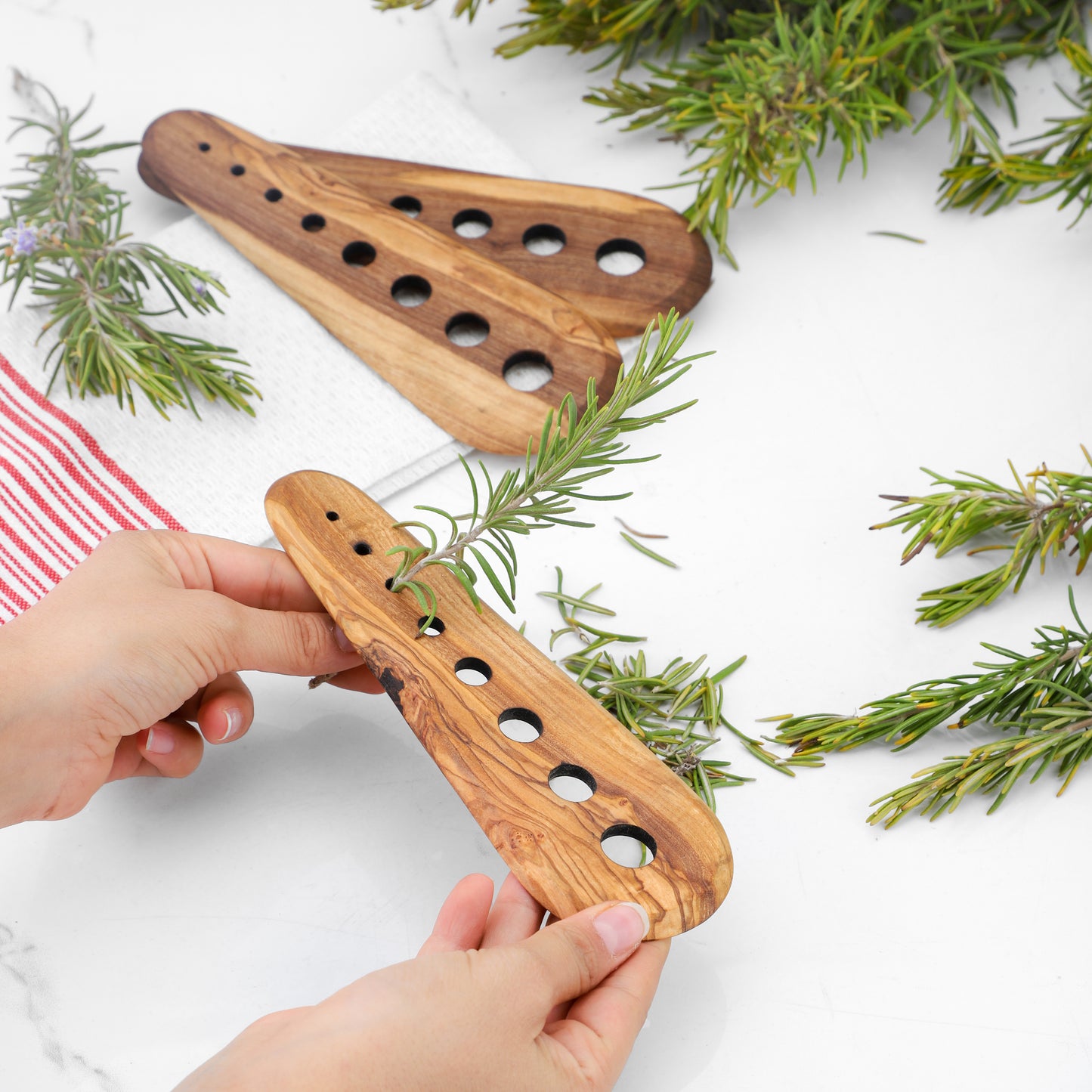 Herb Stripper | Handmade Olive Wood | Sustainable Tool