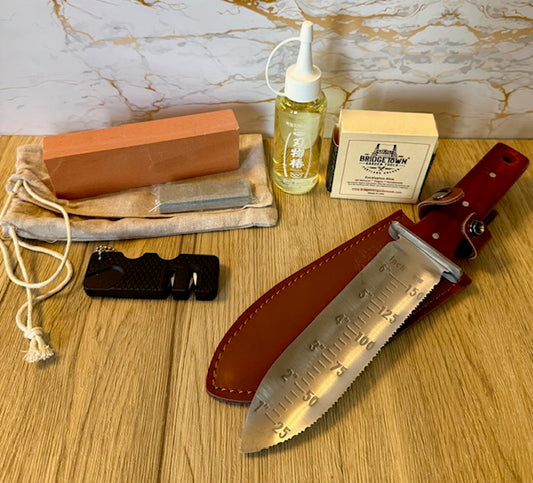 Dig Deep Bundle:  Rosewood Hori Hori | Sharpening Kit | Hand Soap